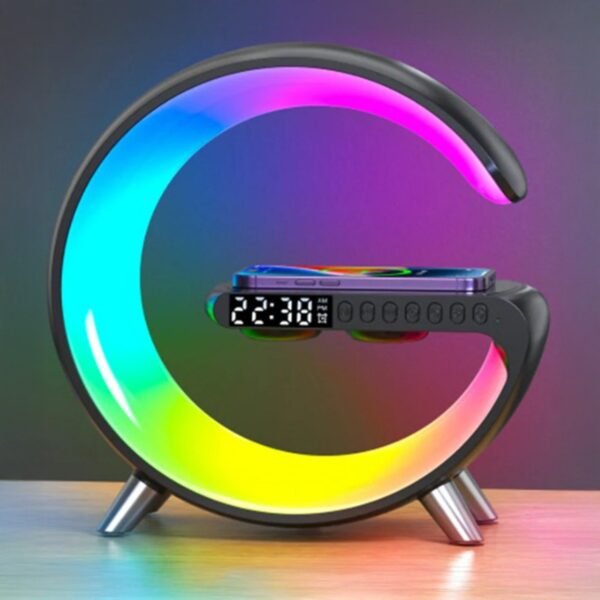 G Lamp Wireless Charging Speaker – Alarm Clock – Table Lamp With Lights Night Light Speaker