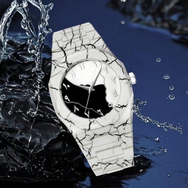 Aura Watch – Marble, Black, Arabic, White | Luxury Men & Boys | Unisex Fiber Watch