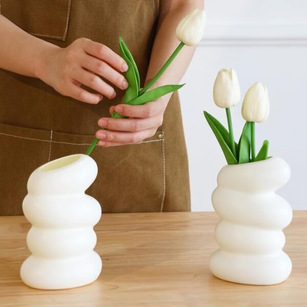 White Spiral Vase – Decorative Home Accent